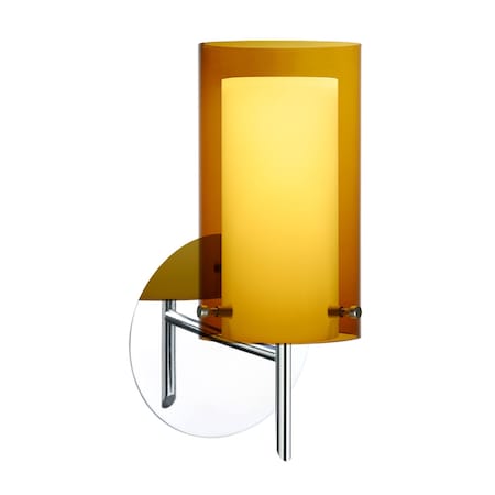Besa Lighting Pahu 4 Mini Sconce, Armagnac/Opal, Chrome Finish, 1x40W Halogen 1SW-G44007-CR